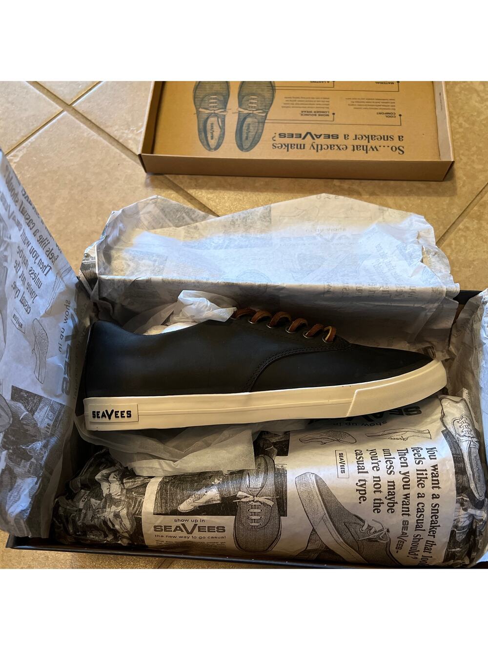Seavees hermosa sneaker wintertide black oil rugged leather
